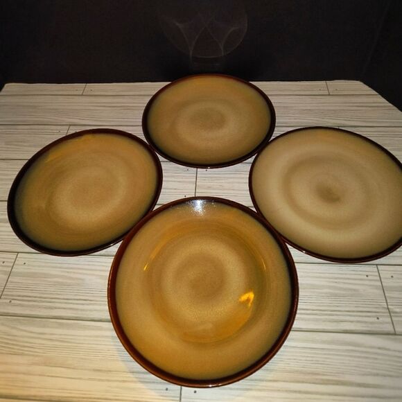 SANGO NOVA BROWN 7.5" Dessert Plates 4 Stoneware Quality 4933 Mid Century Modern - Picture 3 of 7